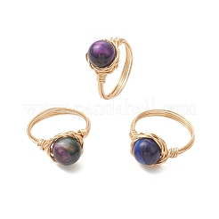 Natürliche Tigerauge Fingerringe&nbsp;RJEW-JR00986