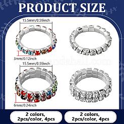 8 Stück 4 Stile Strass Tennisketten Stretchring für Frauen&nbsp;RJEW-HY0001-07A