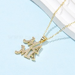 Muttertags-Halsketten aus Messing mit Mikropflaster und klarem Zirkonia-Anhänger für Damen&nbsp;LS-NJEW-Q021-01B-G
