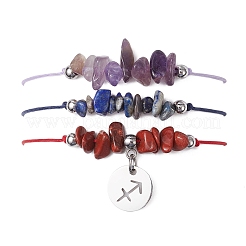 3 pz costellazioni regolabile in nylon intrecciato braccialetti di perline per donne e uomini&nbsp;BJEW-JB11325-10
