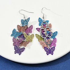 Schmetterlings-Ohrhänger aus 430er Edelstahl&nbsp;EJEW-A137-05P-01