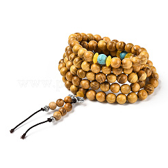 Wickelstil buddhistischer Schmuck Bocote runde Perlenarmbänder oder Halsketten&nbsp;BJEW-R281-34