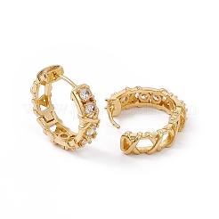 Boucles d'oreilles créoles à charnière avec zircons cubiques&nbsp;EJEW-B014-10G