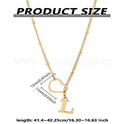 1 Stück Lasso-Halskette aus Edelstahl mit Buchstaben und Herzen für Damen&nbsp;NJEW-LP0002-87G-L