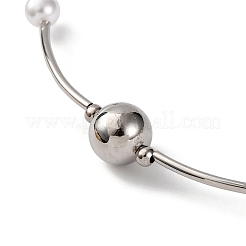 Colliers à maillons ronds en laiton plaqué et perles en plastique ABS pour femmes&nbsp;NJEW-C059-08P
