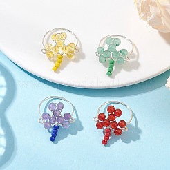 4 stücke 4 arten clover gemischt edelstein finger ringe&nbsp;RJEW-TA00224