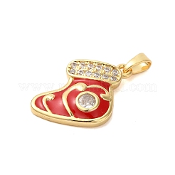 Pendenti in ottone con zirconi cubici placcati a tema natalizio&nbsp;KK-K385-119G-06