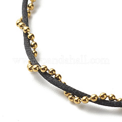 Pulsera de cadena de bolas de acero inoxidable 304 y cordón de nailon para parejas&nbsp;BJEW-JB06801-01