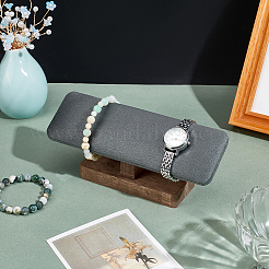 Espositori per braccialetti con barra a T in velluto con base in legno&nbsp;BDIS-WH0010-10B