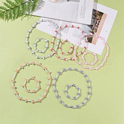 Adorable collier de perles en argile polymère et perles en plastique abs et bracelet extensible&nbsp;SJEW-JS01267