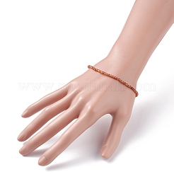 Bracelet extensible en perles de grenat naturel de 3 mm pour fille et femme&nbsp;BJEW-JB07284-01