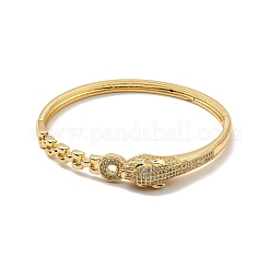 Bracelet jonc charnière léopard zircon cubique vert&nbsp;BJEW-P281-08G