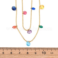304 Edelstahl-Kugelkette mit bunten Zirkonia&nbsp;LS-NJEW-A051-05G