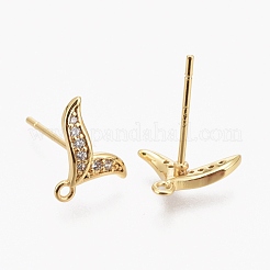 Reperti per orecchini a bottone in zircone chiaro con micro pavé di ottone&nbsp;ZIRC-L098-038G