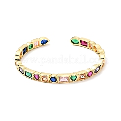 Bracelet manchette ouvert géométrie zircone cubique&nbsp;BJEW-J165-13B-G