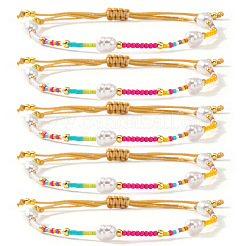 Bracelet tressé en perles de verre et perles d'imitation (5 pièce)&nbsp;QM2357-5