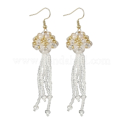 Boucles d'oreilles pendantes en forme de méduse avec perles de rocaille en verre et acier inoxydable 304&nbsp;EJEW-MZ00553-03