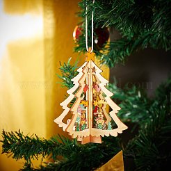 9 pièces 3 styles ornements de formes mélangées de noël en bois&nbsp;DIY-SZ0003-41