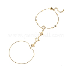 Braccialetti estivi da donna in acciaio inossidabile 304 con maglie a stella e strass di cristallo.&nbsp;SA-CBAAE04-03G