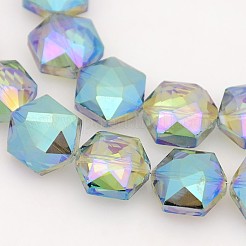 Esagono placca pieno arcobaleno placcato perline di vetro fili&nbsp;EGLA-P015-F04