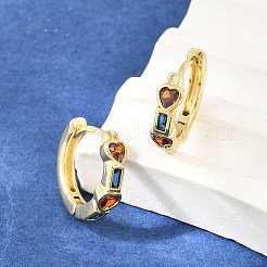 Boucles d'oreilles créoles en laiton pavé de zircones cubiques&nbsp;KK-CBAD104-04G-I