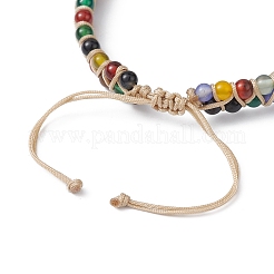 Braccialetti con perline intrecciate rotonde di agata naturale&nbsp;BJEW-JB09840-02