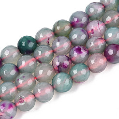 Brins de perles d'agate naturelle (teintes et chauffées)&nbsp;G-T139-8mm-88C