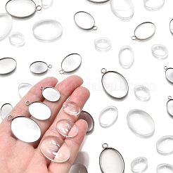 DIY ovale Anhänger-Bausätze aus Edelstahl 304&nbsp;DIY-FS0008-29