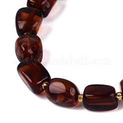 Pulseras elásticas con cuentas de pepitas de ámbar natural sangriento&nbsp;BJEW-N041-03