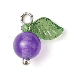 Breloques de fruits de jade de Malaisie teints naturels&nbsp;PALLOY-JF02431-03