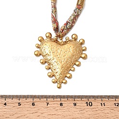 Collane con ciondolo a forma di cuore in acciaio inossidabile 304 e nastro di seta stampato per donna&nbsp;NJEW-A063-11G