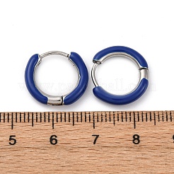 Boucles d'oreilles créoles épaisses en acier inoxydable 304 bicolore avec émail pour femmes&nbsp;EJEW-C043-11-12P