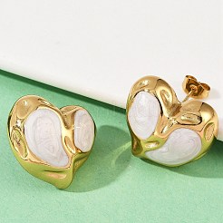 Boucles d'oreilles à tige en acier inoxydable 304 en forme de cœur et émail&nbsp;EJEW-M105-03G