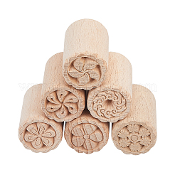 6 stücke 6 arten blume muster runde holz traditionellen chinesischen mond kuchen formen&nbsp;AJEW-CA0004-25