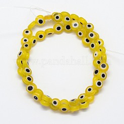 Handmade bösen Blick lampwork flache runde Perle Stränge&nbsp;LAMP-L058-6mm-01