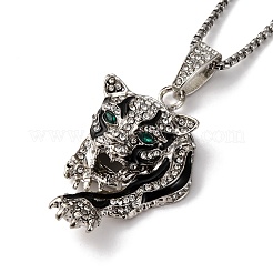 Leoparden-Legierung Kristall Strass schwarz Emaille Anhänger Halsketten für Männer&nbsp;FS-WG82C69-02