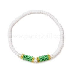 Braccialetti elastici con perline di vetro per le donne&nbsp;BJEW-MZ00153-02
