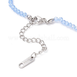 6 collana di perline rondelle sfaccettate in vetro bicolore con catene terminali in acciaio inossidabile 304&nbsp;NJEW-JN05494
