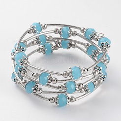 Fünf Schleifen Nachahmung Jade Glasperlen Wickelarmbänder&nbsp;BJEW-JB02125