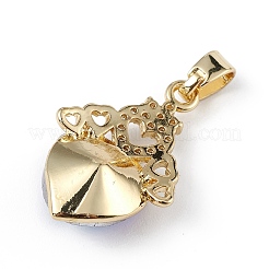 Véritable 18k plaqué or placage en laiton micro pave clair pendentifs en zircone cubique&nbsp;KK-C015-30G-12