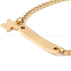 Bracciale con ciondolo a forma di rettangolo e stella in acciaio inossidabile 201 con catena a maglie per donna&nbsp;STAS-P304-19G