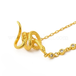 Colliers pendentif serpent en laiton et zircone cubique&nbsp;NJEW-H170-01G