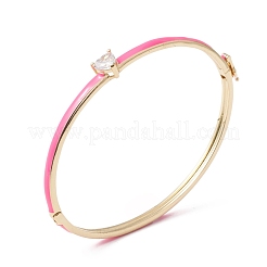 Bracciale rigido a cuore in zirconi chiari con smalto&nbsp;BJEW-F430-01-G