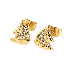 Boucles d'oreilles en laiton zircon cubique micro pavé&nbsp;LS-EJEW-D328-03G-01