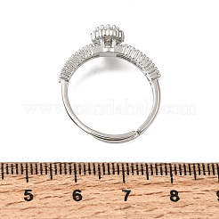 Anelli aperti con polsino in ottone micro pavé di zirconi cubici trasparenti&nbsp;CU-CBA5C10-18P