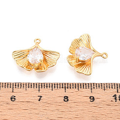 Pendentifs avec zircon cubiques à micro-pavés en laiton&nbsp;KK-N263-09G