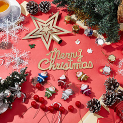 7 Stile Frohe Weihnachten Kunststoff Anhänger Dekoration Set&nbsp;HJEW-BC0001-45