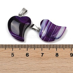 Collane con ciondolo a forma di cuore in agata fasciata naturale tinta&nbsp;NJEW-G166-01B