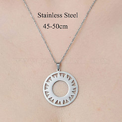 Collana con ciondolo a forma di sole cavo in acciaio inossidabile 201 anti-ossidazione&nbsp;NJEW-OY002-28