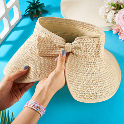 1 cappello da sole a tesa larga e floscio in paglia da donna&nbsp;AJEW-TA0002-59A
